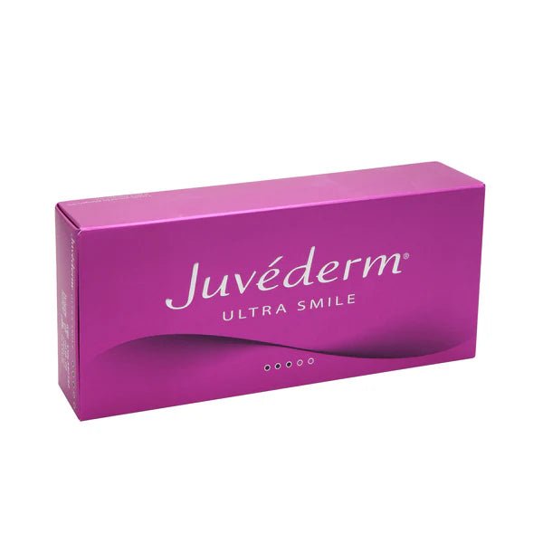 Juvéderm Ultra Smile Hyaluron-Filler Verpackung in Pink