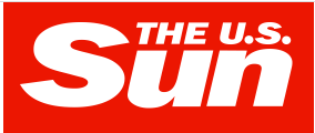 Logo der Boulevardzeitung The U.S. Sun – weiße Schrift auf rotem Hintergrund