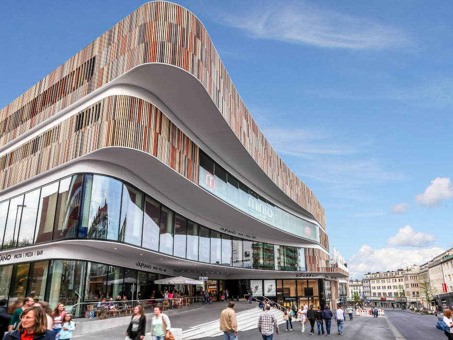 Fassade von Shopping Center Minto in Mönchengladbach